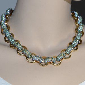 Oscar de la Renta Pavé Bull Horn Goldtone & Crystal Link Necklace